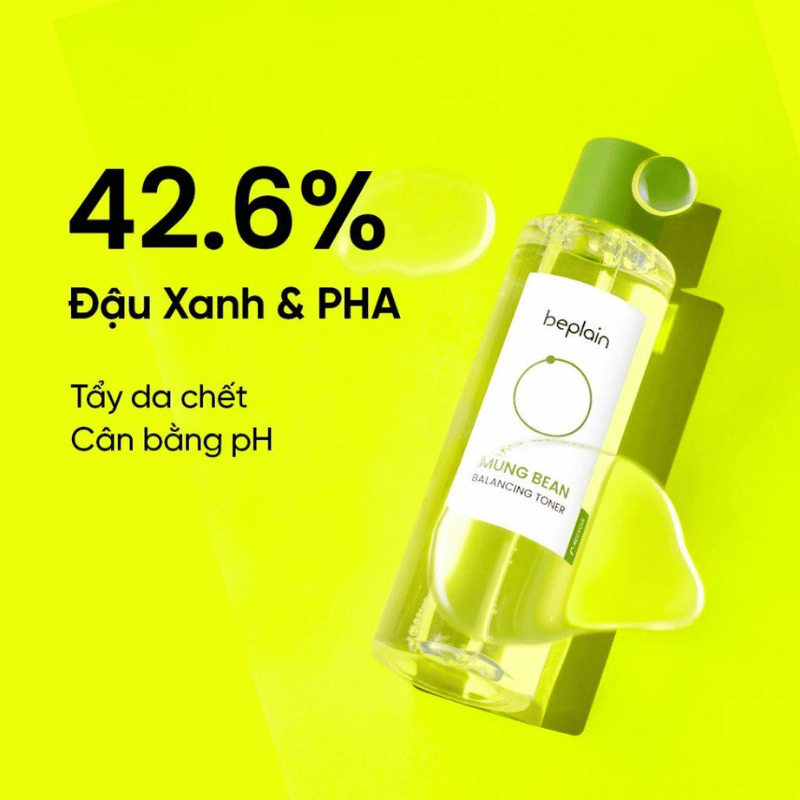 Beplain Mung Bean Balancing Toner chứa tới 42,6% chiết xuất đậu xanh vừa có tác dụng làm sạch vừa bổ sung nước cho da. 